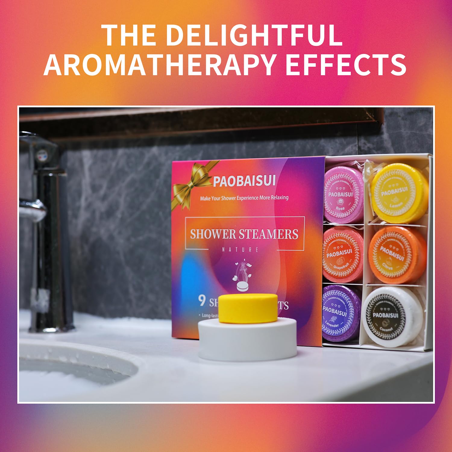 9 Pack Aromatherapy Shower Steamers with Essential Oils - Stress Relief Bath Bombs, Spa Gifts for Women, Birthday Gifts for Her - Relaxing Vapor Shower Tablets for Home Spa & Self-Care Routine