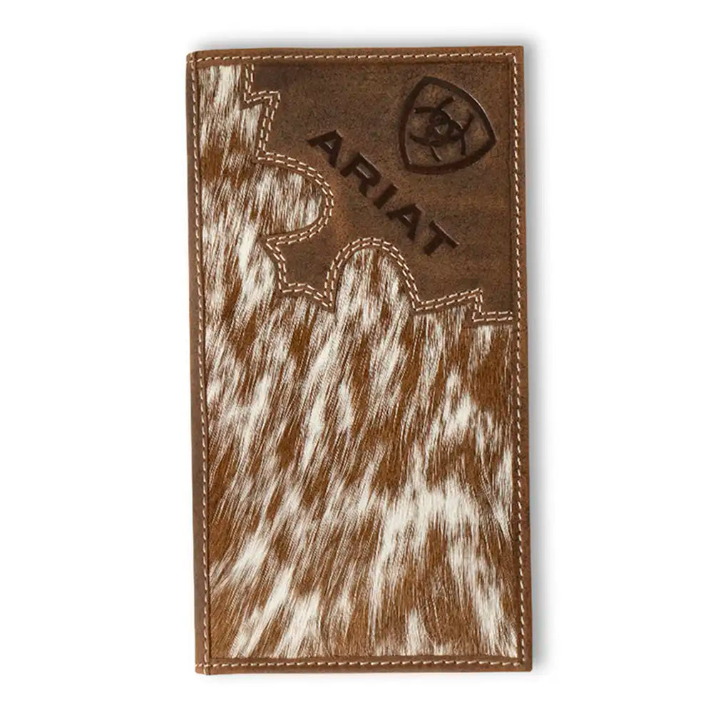 Ariat Men's Rodeo Wallet - Genuine Brown Brindle Calf Hair Leather Bifold Wallet for Cowboy & Western Style | Perfect for Rodeo, Ranch Work & Everyday Carry