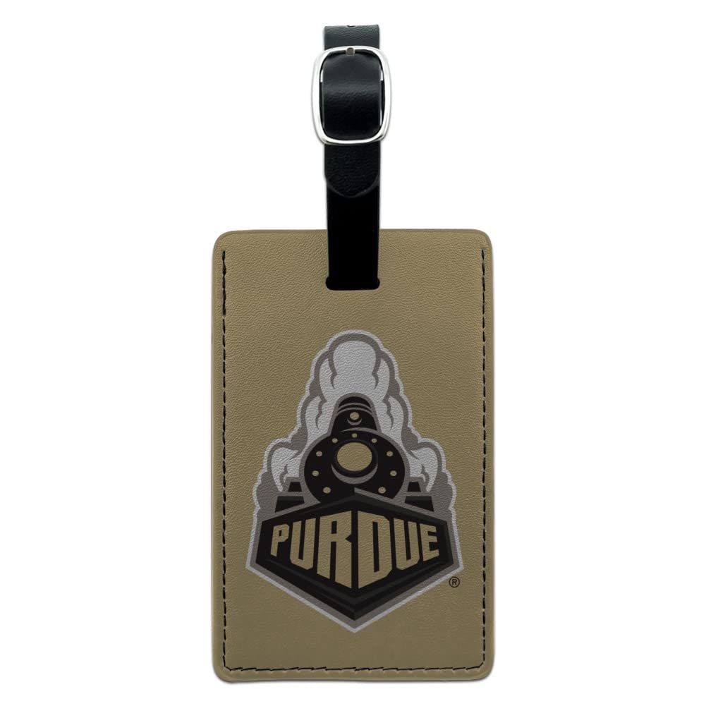 Purdue University Rectangle Leather Luggage Tag - Durable Carry-On ID Card Holder for Suitcases, Backpacks & Travel Bags - Perfect for Business Trips, Vacations & College Campus Use