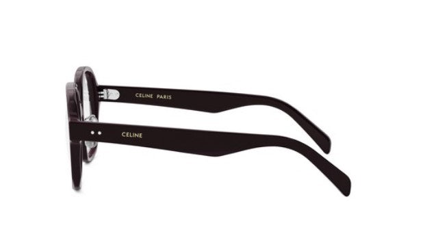 Celine THIN CL50151F 069 Shiny Bordeaux Geometric Women's Eyeglasses - Stylish Cat Eye Frames for Women, Premium Acetate Glasses for Work & Fashion | Perfect for Office, Reading & Everyday Wear
