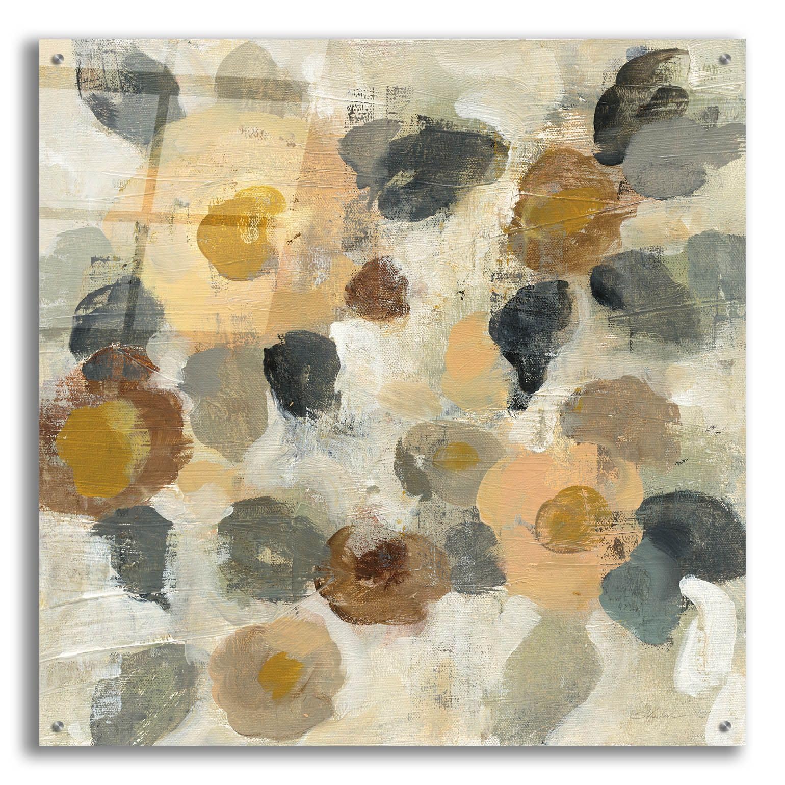 Silvia Vassileva Neutral Floral II Acrylic Glass Wall Art - 36x36 Inches Modern Floral Painting for Living Room, Bedroom & Office Decor