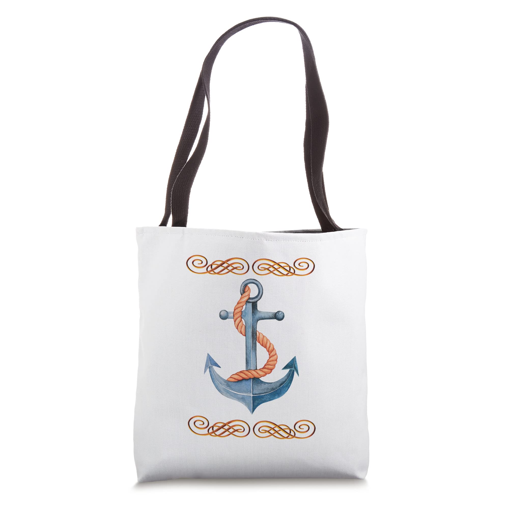 Vintage Nautical Anchor & Rope Watercolor Sailor Tote Bag - Stylish Beach Bag for Women, Perfect for Summer Travel, Shopping & Outdoor Adventures