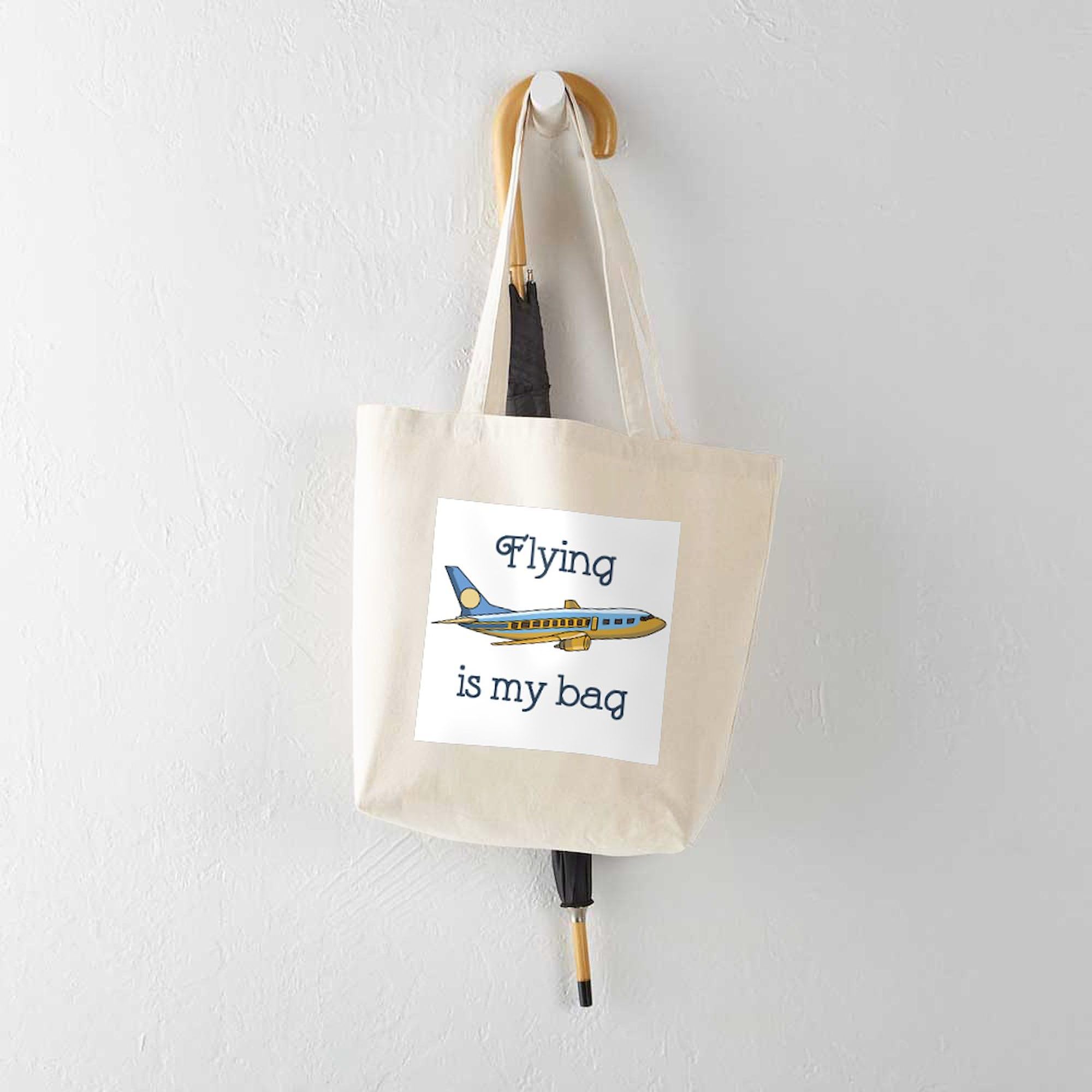 Flight Attendant Tote Bag - Natural Canvas Reusable Shopping Bag for Travel & Work | Durable Eco-Friendly Grocery Bag for Flight Crew, Commuters & Daily Use