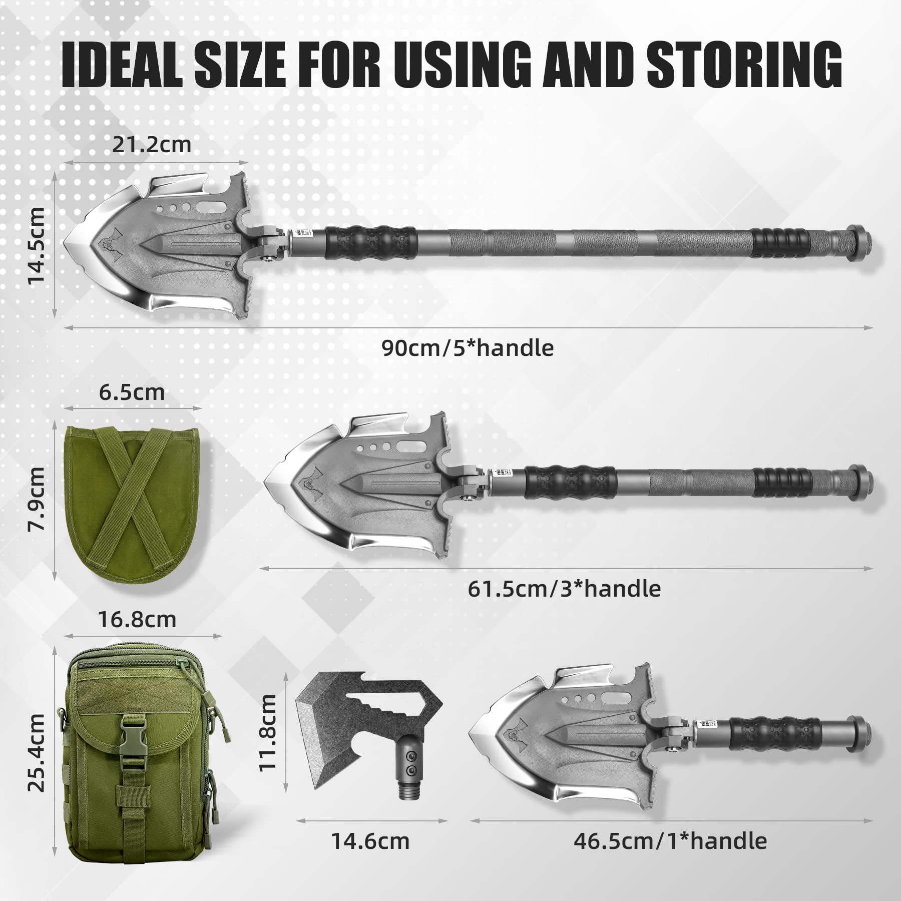 29-in-1 Unbreakable Tactical Shovel - Zune Lotoo Survival Multitool with Axe, Martensitic Steel Camping Shovel | Folding Adjustable 7 Angles for Outdoor Adventures, Military Gear & Emergency Preparedness | Perfect for Camping, Hiking, Hunting & Survival Situations
