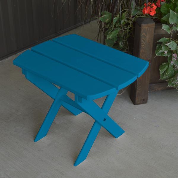 A & L Furniture Yellow Pine Folding Oval End Table - Portable Side Table for Patio, Living Room & Small Spaces - Rustic Home Decor Accent Table