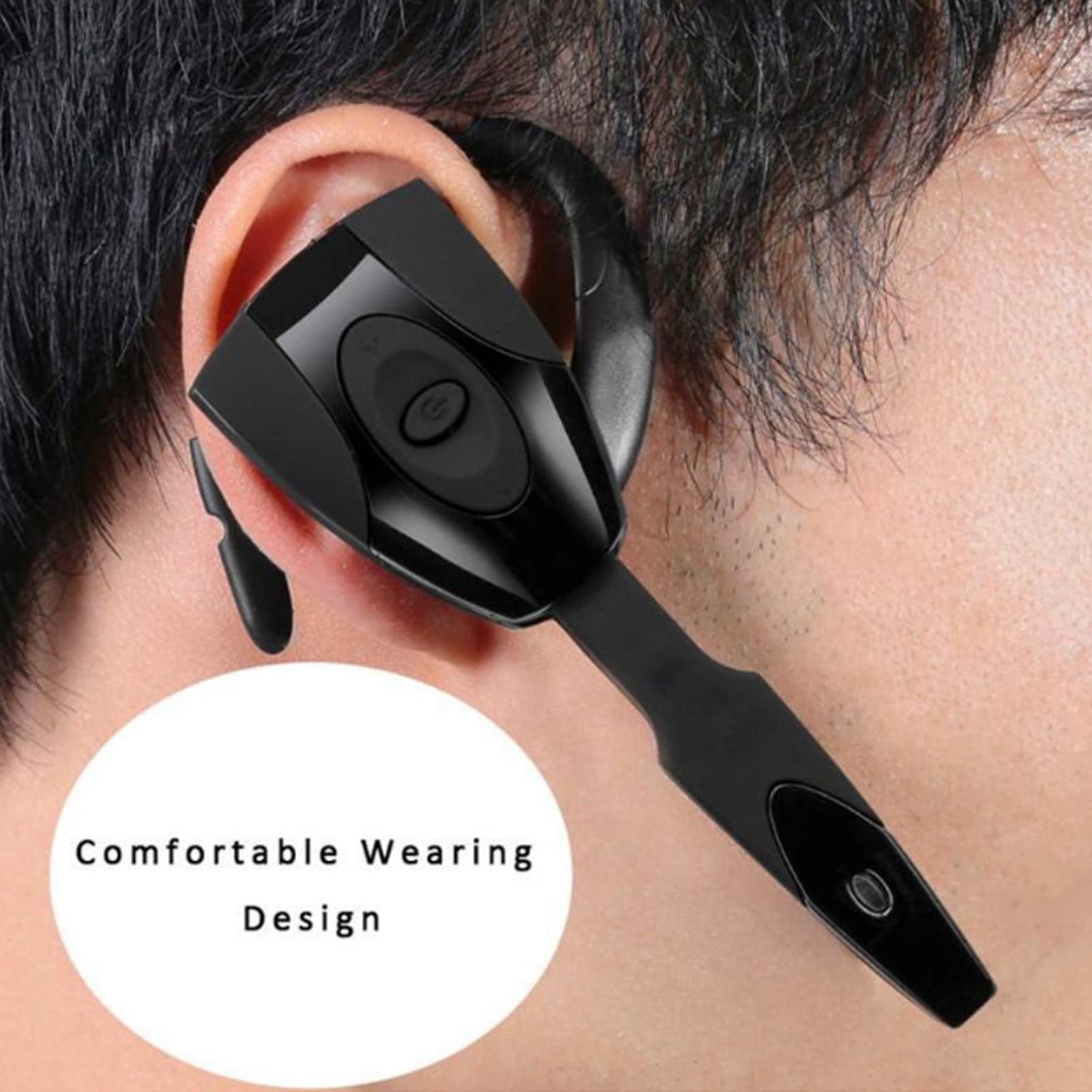 Wireless Bluetooth Headset V5.0 with Noise Cancelling Microphone - Single Ear Lightweight Headphones for Business, Office, Driving & Sports | Hands-Free Calling, Rechargeable Earpiece for Professionals & Active Lifestyles