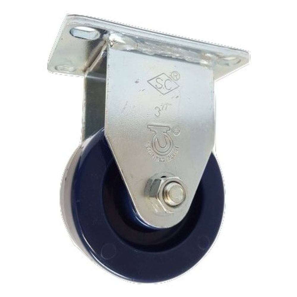 3 x 1 1/4 Inch Heavy Duty DuraLastomer Wheel Rigid Caster - 300 lbs Capacity - Perfect for Industrial Carts, Workbenches, and Warehouse Equipment