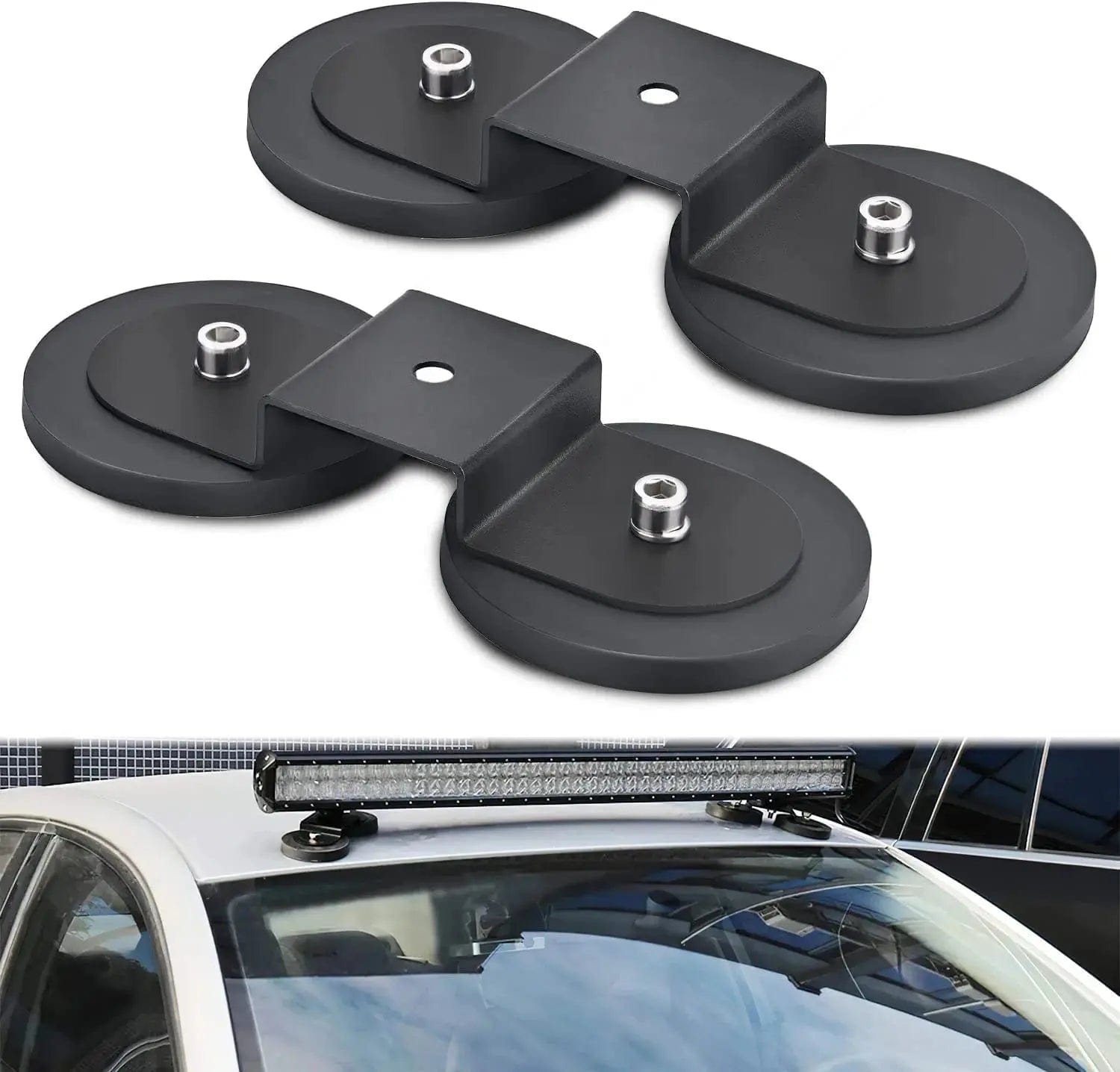 Magnetic Base Sucker Holder with Rubber Boot Bracket - Heavy Duty Car Phone Mount for Dashboard & Windshield - Perfect for GPS, Smartphones & Dash Cams (2-Pack)