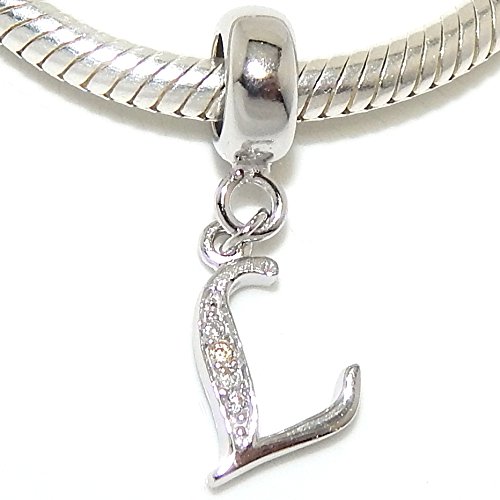 925 Silver Letter Charm with Crystals - Elegant Jewelry for Gifts & Parties