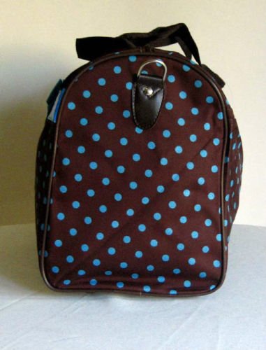 Stylish 19-Inch Duffel & Tote Bag with Brown & Blue Polka Dot Pattern - Perfect for Travel, Gym, and Everyday Use