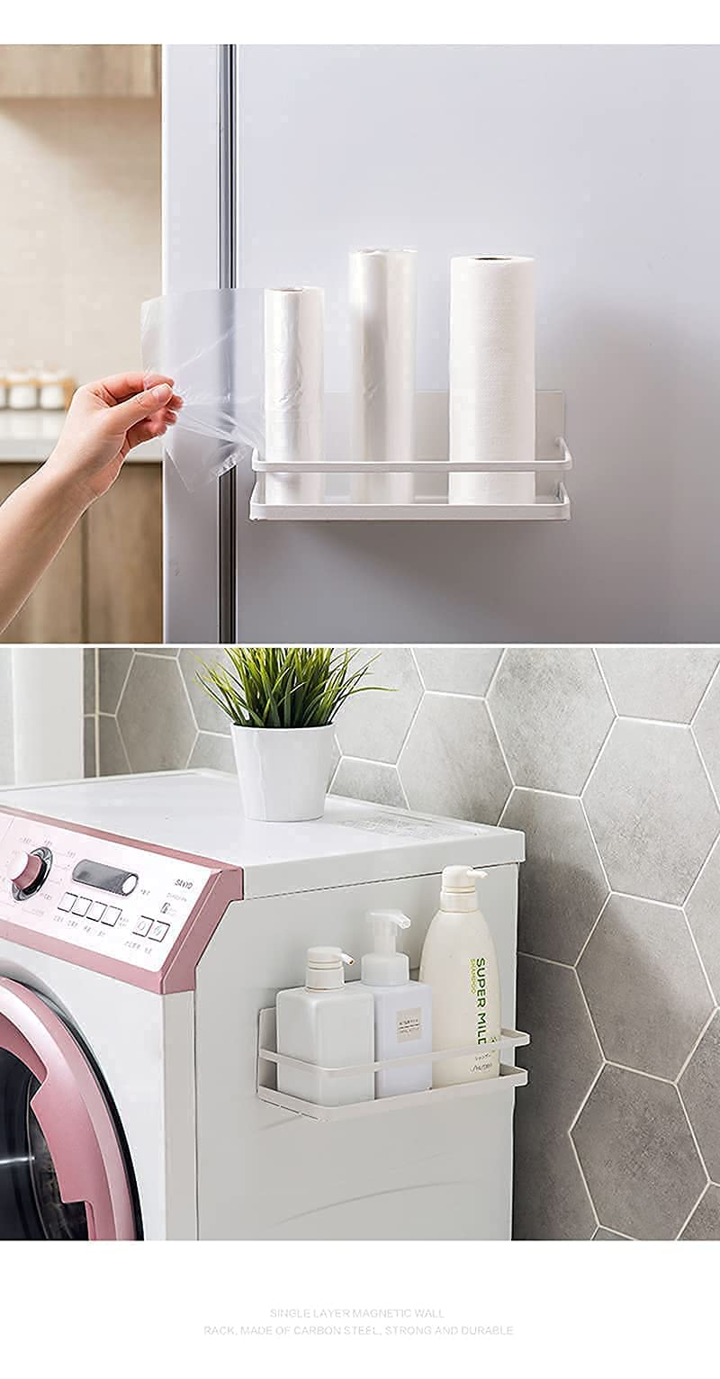 2-Pack Magnetic Spice Rack for Refrigerator - White Space-Saving Kitchen Organizer | Perfect for Spices, Condiments & Small Items in Apartments, Dorms & RVs