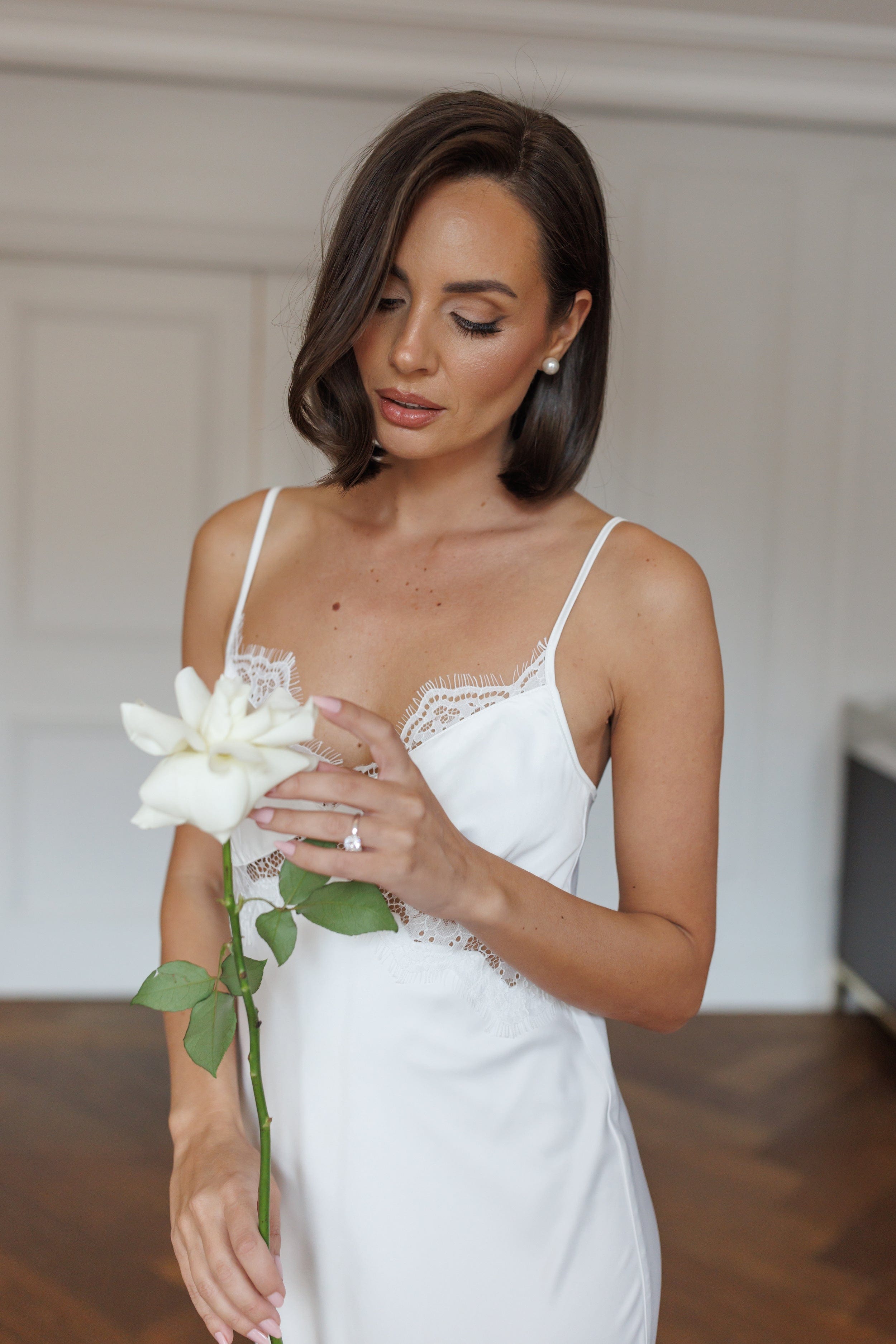 Renata Satin Lace Trim Bridal Slip - Elegant Wedding Undergarment for Brides | Perfect for Wedding Dresses, Formal Gowns & Special Occasions