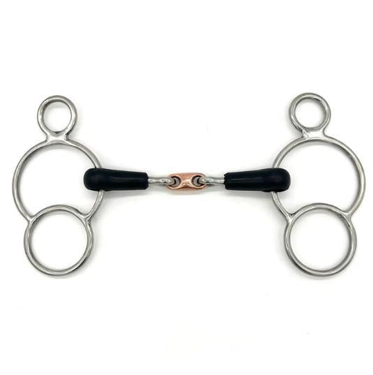 AJR Rubber Copper French Link 2 Ring Bit - Comfortable Horse Bit for Training & Dressage - Perfect for English Riding & Show Jumping