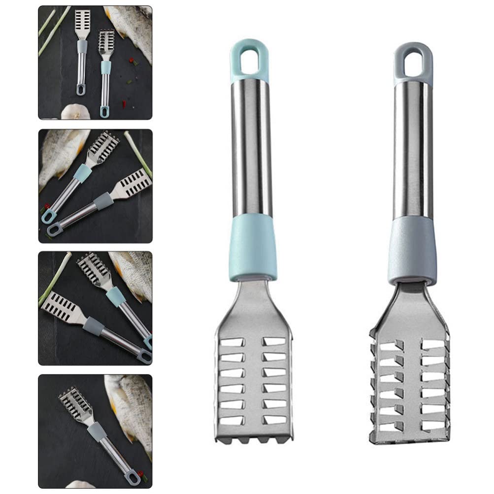 2 Pack Stainless Steel Fish Scale Remover Scraper - Efficient Fish Descaler Tool for Kitchen, Cleaning Fish Skin & Scales - Perfect for Home Cooking, Camping, and Seafood Prep