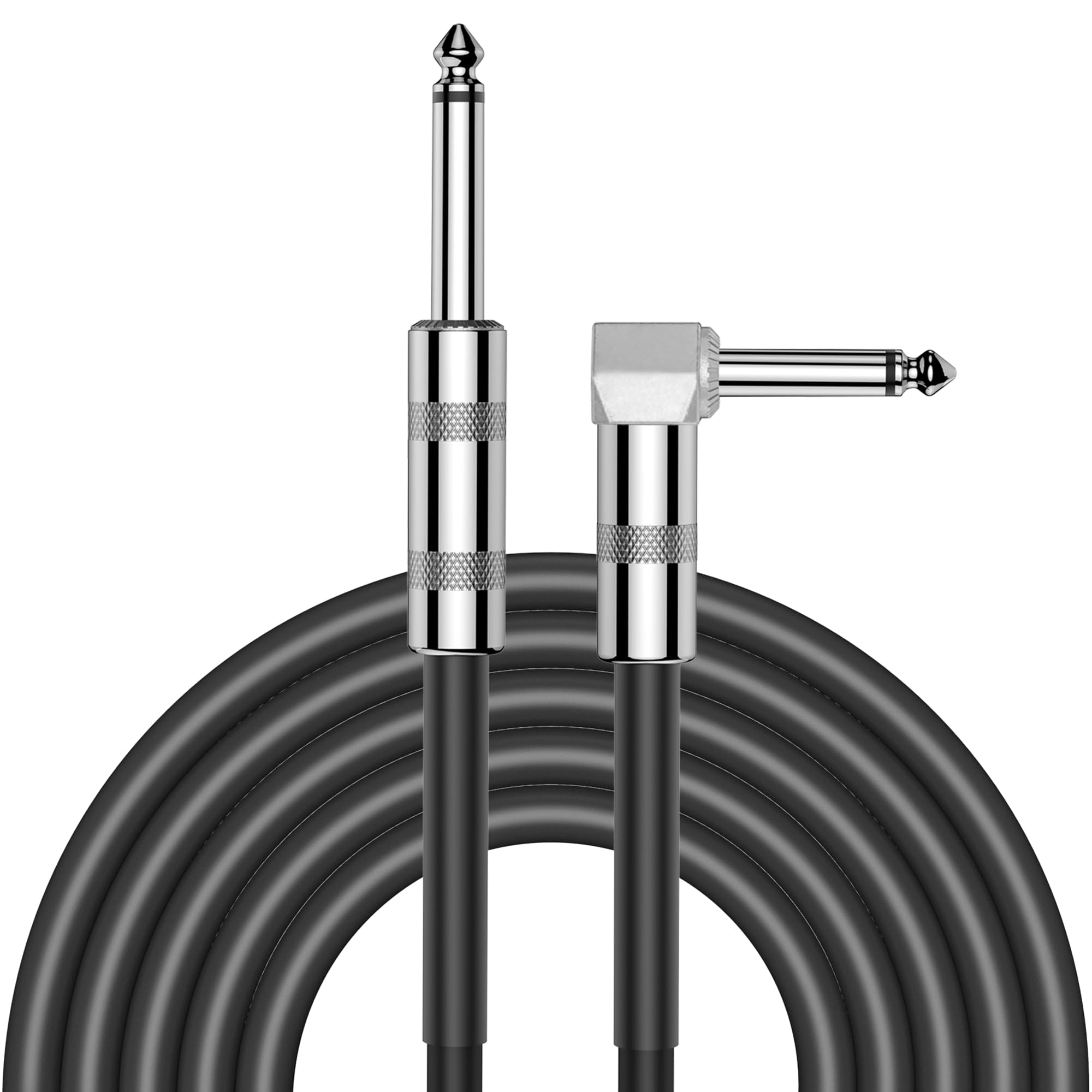 Premium 10ft Guitar Cable - Right Angle to Straight Black Instrument Cord for Electric Guitar, Bass, Mandolin & Pro Audio | Durable AMP Cord for Live Performances, Studio Recording & Practice Sessions