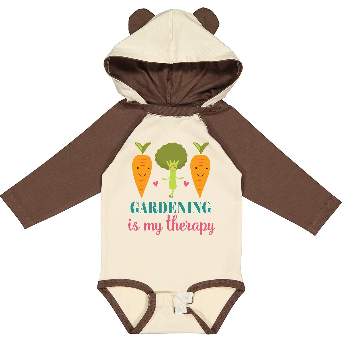 Inktastic Gardening is My Therapy Long Sleeve Baby Bodysuit - Comfortable Organic Cotton Creeper for Infants, Perfect for Outdoor Play & Family Gardening Activities