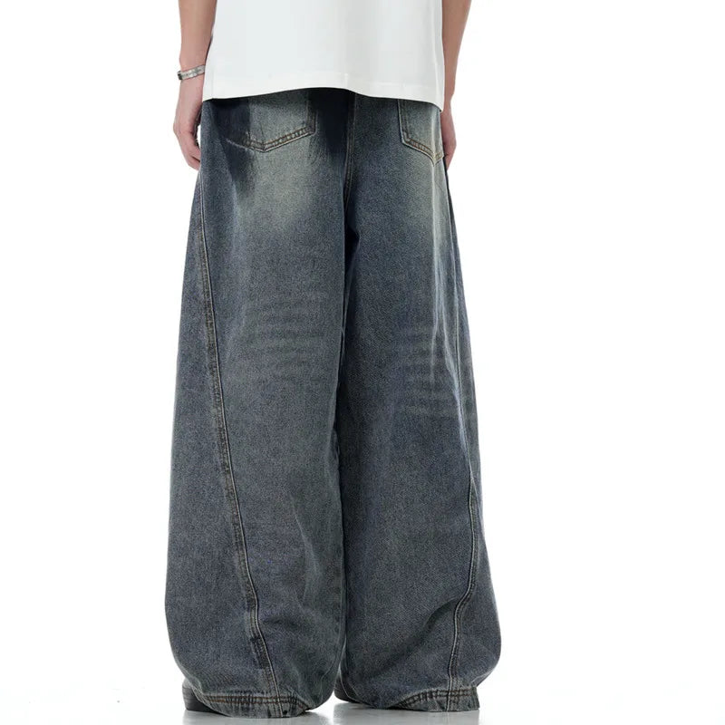 American Graffiti Men's Ripped Jeans - Fashionable Lantern Pants with Zipper & Multiple Pockets, Denim Trousers for Men (2024 Fall Collection) | Perfect for Casual Wear, Street Style & Night Out