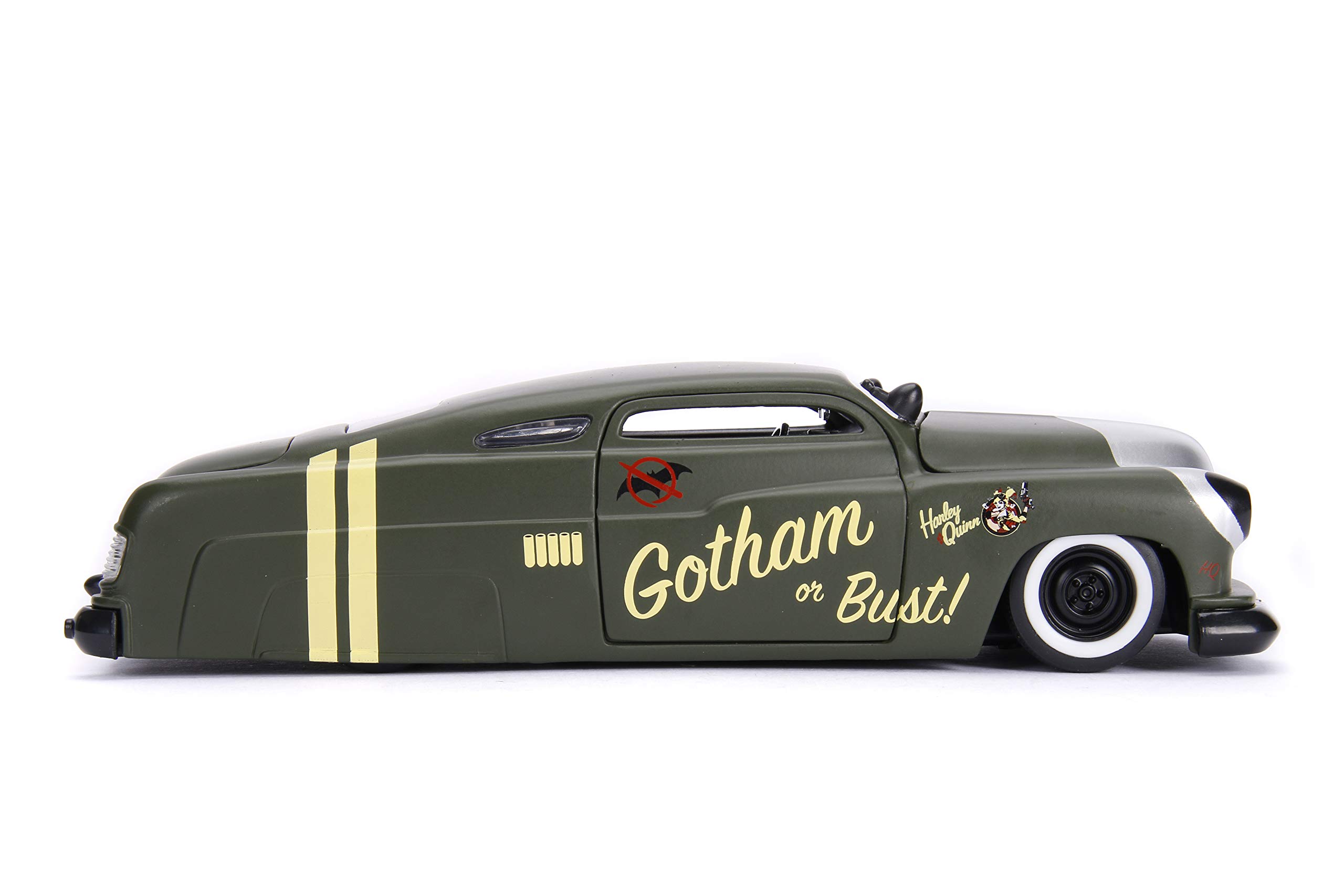 JADA TOYS 1/24 Scale Mercury 1951 & Harley Quinn Action Figure - Collectible Die-Cast Model Car with DC Comics Character for Display & Gifts