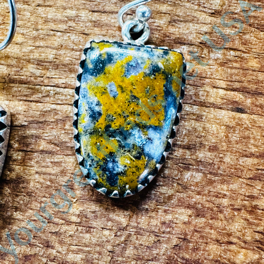 Sterling Silver Mustard Agate & Jasper Dangle Earrings for Women - Handmade Boho Chic Jewelry for Casual Wear, Parties & Gifts