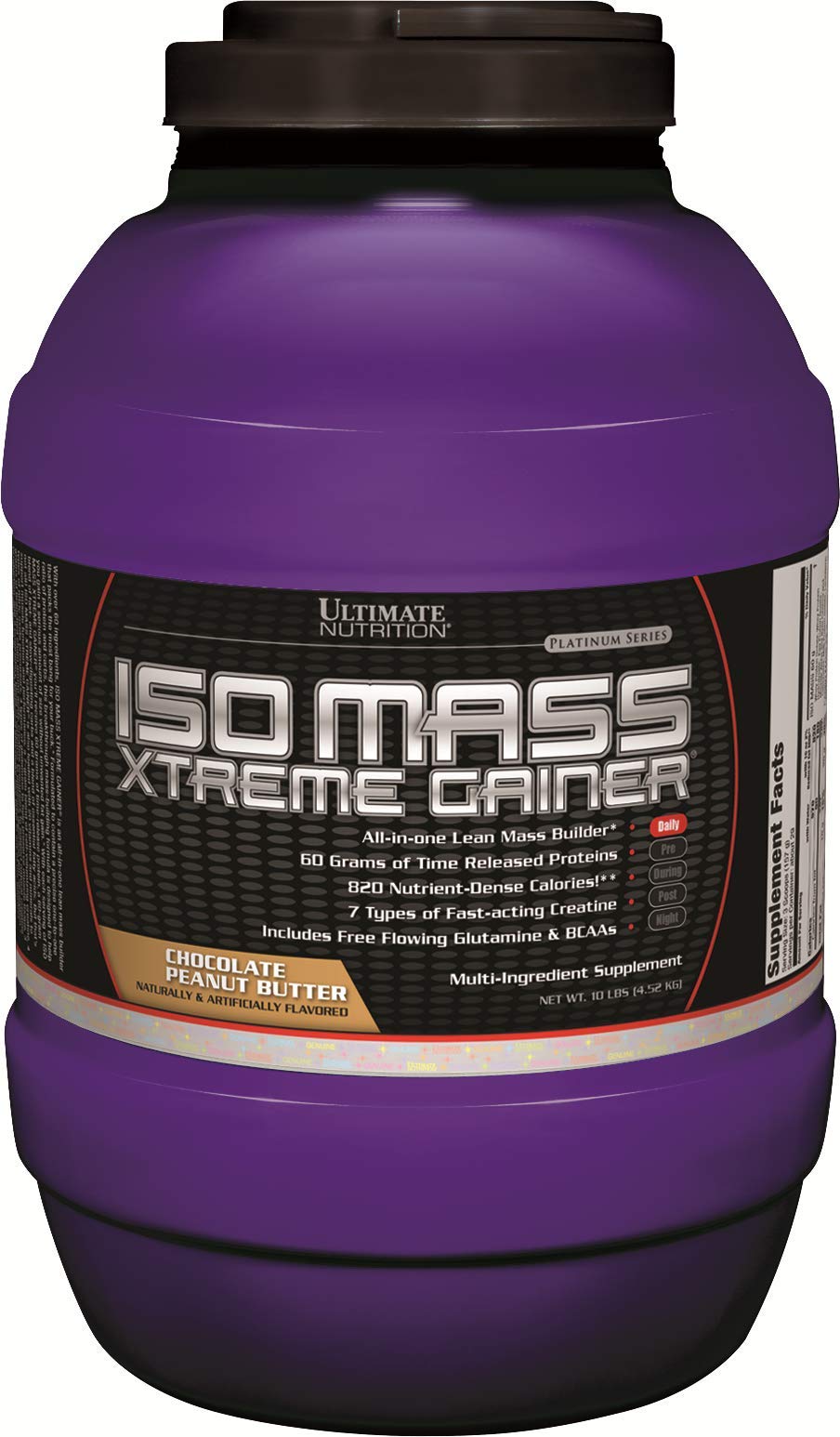 Ultimate Nutrition ISO Mass Xtreme Gainer - High Protein Weight Gain Powder with 60g Protein, Creatine & Lean Muscle Support | Chocolate Peanut Butter Flavor | 30 Servings for Post-Workout Recovery & Bodybuilding