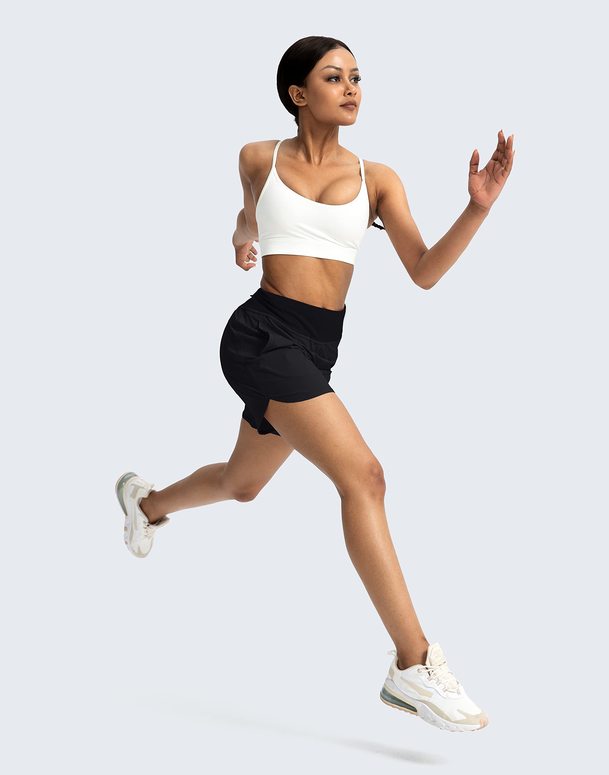 Soothfeel Women's High Waisted Running Shorts with Zipper Pockets - 7 Inch Athletic Workout Gym Shorts for Summer, Jogging, Yoga & Outdoor Activities
