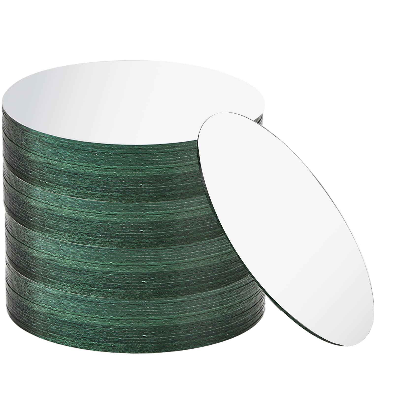 30 Pack 6 Inch Round Glass Mirror Tiles - Frameless Circle Mirror Trays for Wedding Centerpieces, DIY Crafts, Wall Decor & Home Decoration - Perfect for Candle Displays, Table Settings & Bathroom Vanity Organizers