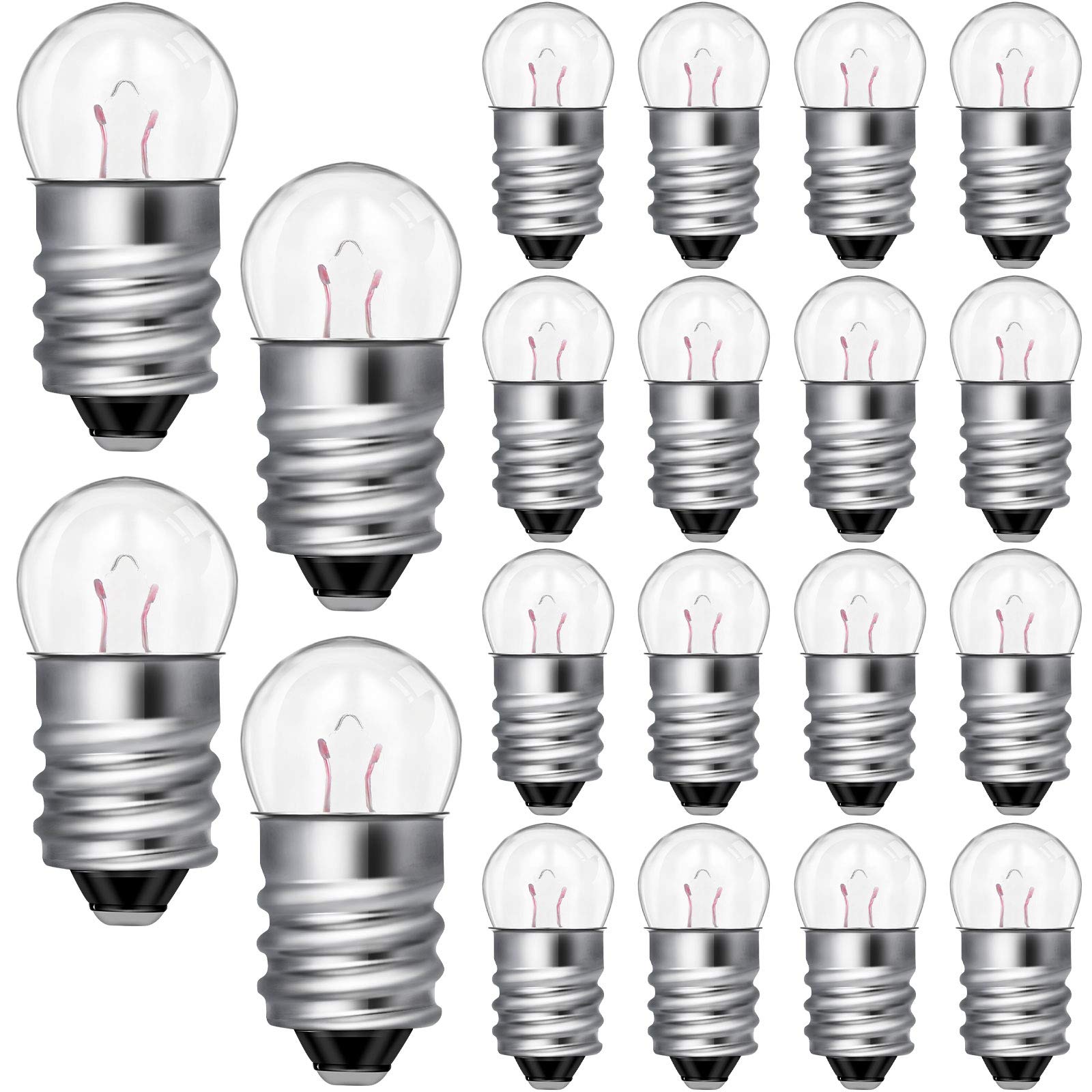Honoson 20-Pack E10 Mini Light Bulbs 3.8V 0.3A - Tiny Screw Base Replacement Bulbs for Flashlights, Electrical Experiments, and DIY Projects - Perfect for Science Labs, Model Lighting & Emergency Kits