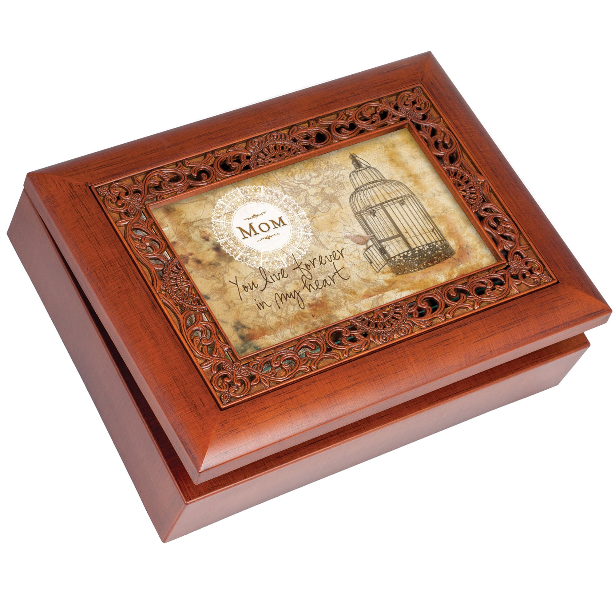 Vintage Cottage Garden Music Jewelry Box with Woodgrain Design - Plays 'Wind Beneath My Wings' Song - Perfect for Gift Giving, Home Decor & Keepsake Storage