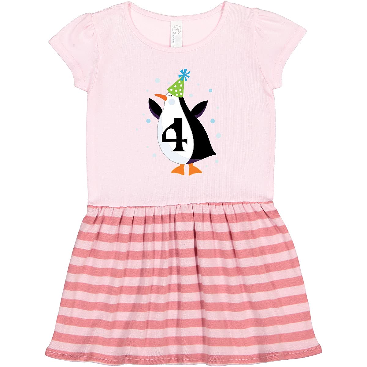 Inktastic 4th Birthday Cute Penguin Toddler Dress - Adorable Girls' Party Outfit for Birthday Celebrations & Special Occasions