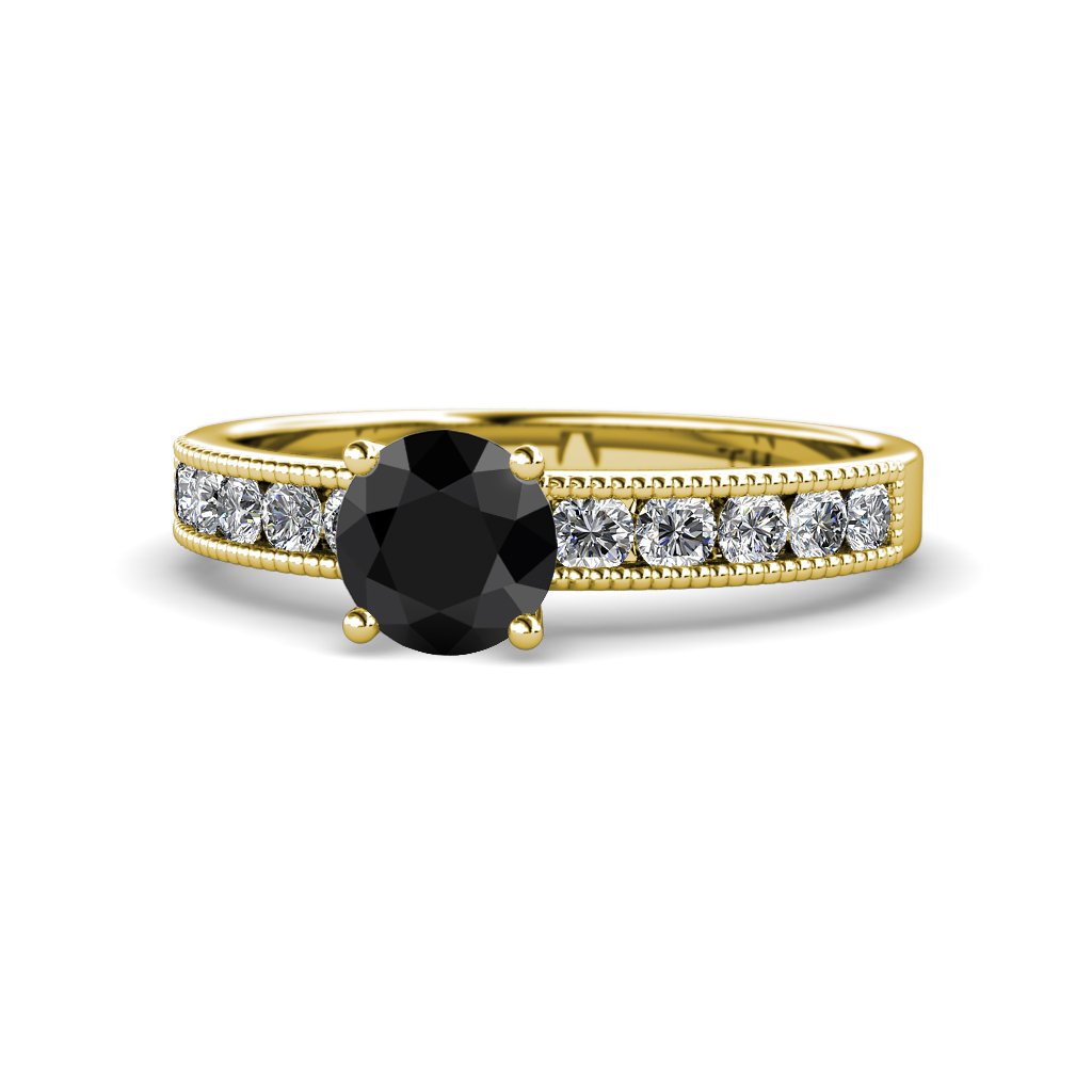 Black Diamond & Natural Diamond Engagement Ring - 1.70ctw 14K Gold with Milgrain Detailing | Perfect for Proposals, Anniversaries & Special Occasions