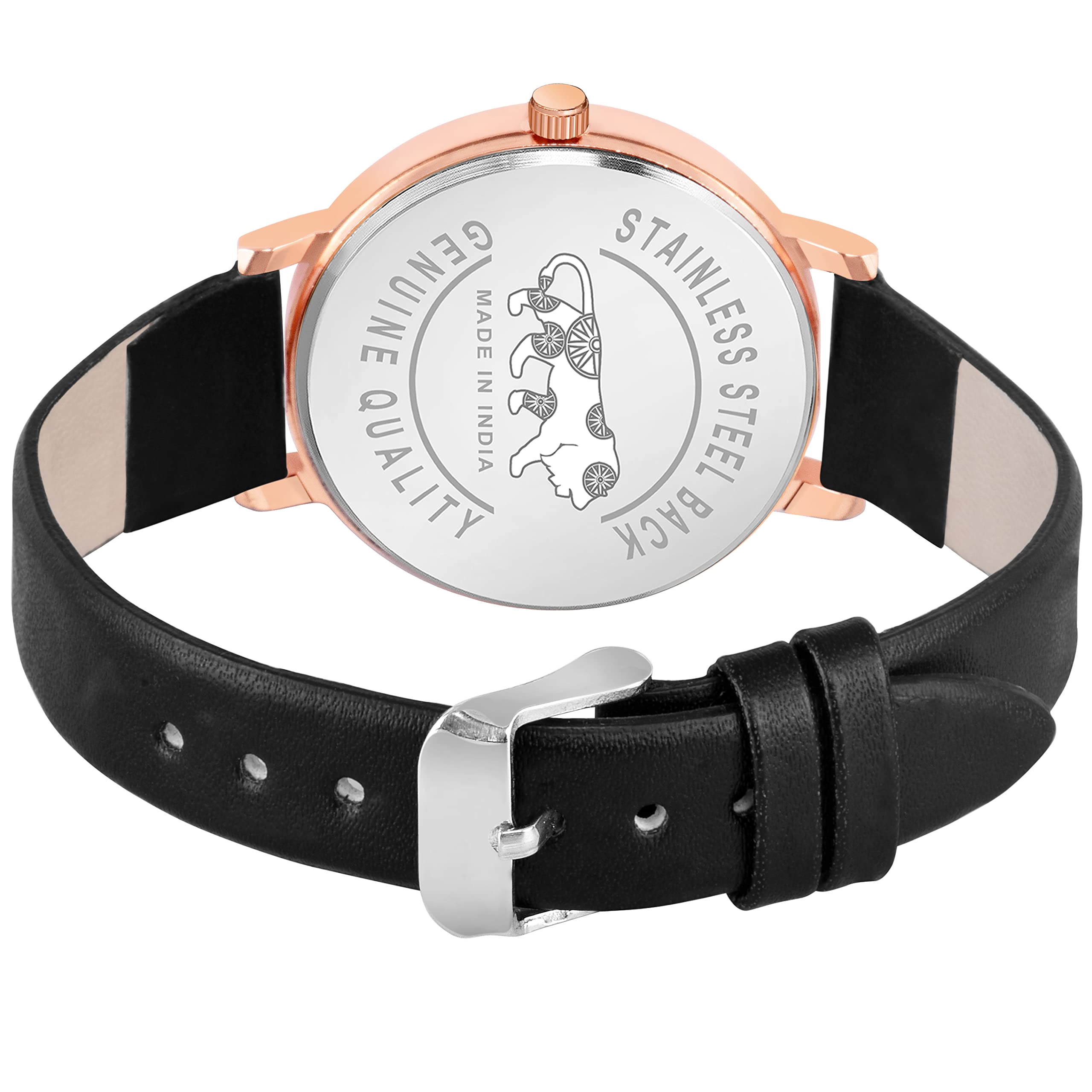 CORXIL Analog Women's & Girls Watch with Black Leather Strap & Bracelet Set - Stylish Black Dial Watch for Women & Teens - Perfect for Everyday Wear, Office & Casual Outfits