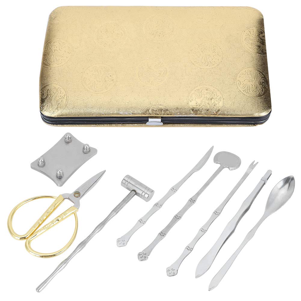 Premium 8-Piece Stainless Steel Crab Crackers & Seafood Tool Set - Crab Forks, Scissors, Claw Tools with Golden Dragon Design for Home, Travel & Outdoor Dining