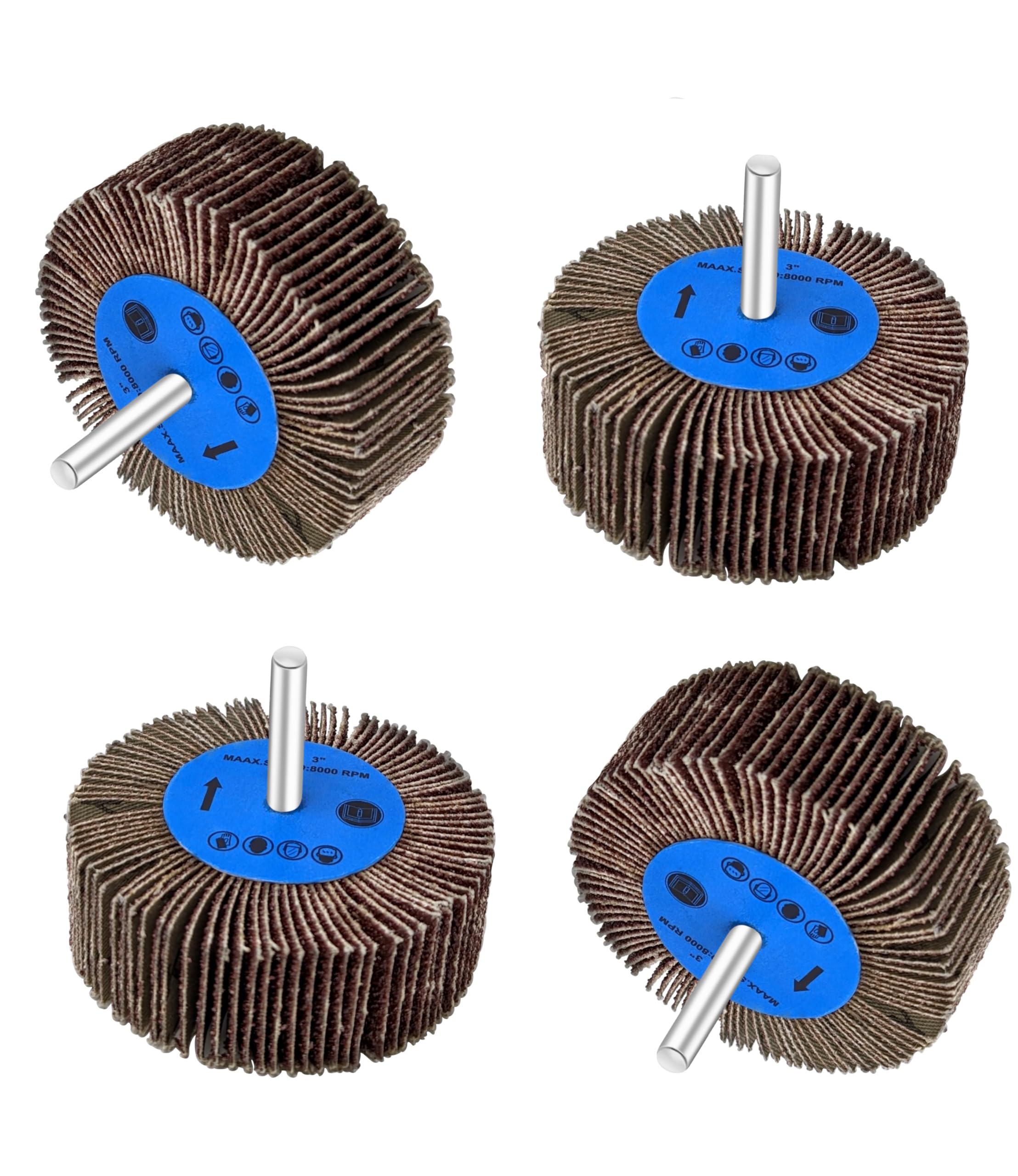 4 Pack Large Flap Sanding Wheels Kit for Drill & Die Grinder - Wood & Metal Sanding Discs - Perfect for DIY Projects, Furniture Refinishing & Metal Polishing