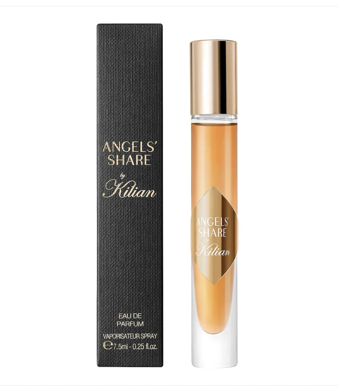 Kilian Angels' Share Eau De Parfum Travel Spray - 7.5ml/0.25oz Luxury Perfume for Women & Men - Warm Spicy Gourmand Fragrance with Notes of Cognac, Cinnamon & Vanilla - Perfect for Date Night, Parties & Special Occasions