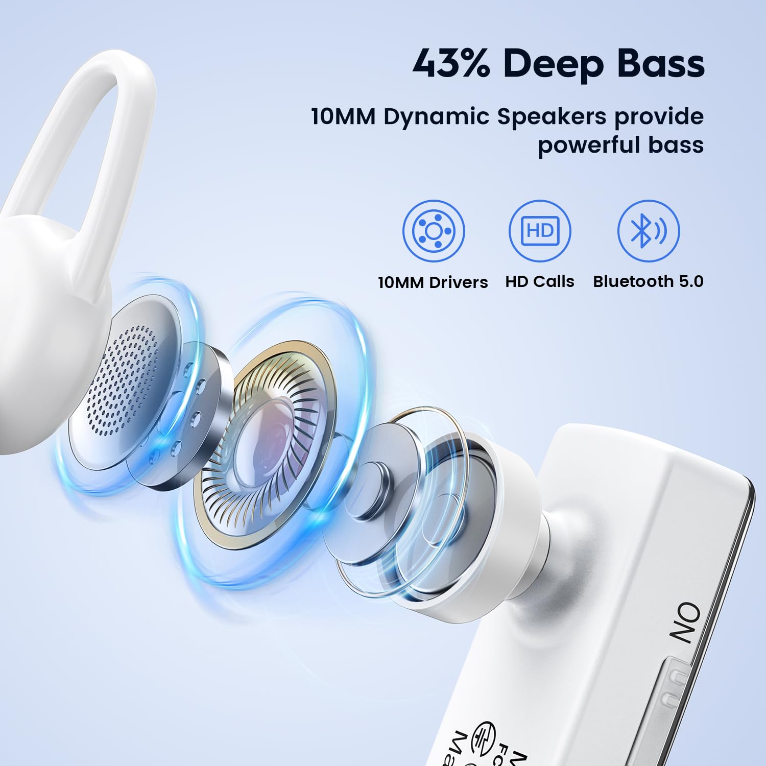 Wireless Bluetooth 5.0 Earpiece - Invisible Hands-Free Headset with Crystal Clear Voice for iPhone, Samsung, Huawei, Sony | Perfect for Driving, Office Calls & Online Meetings