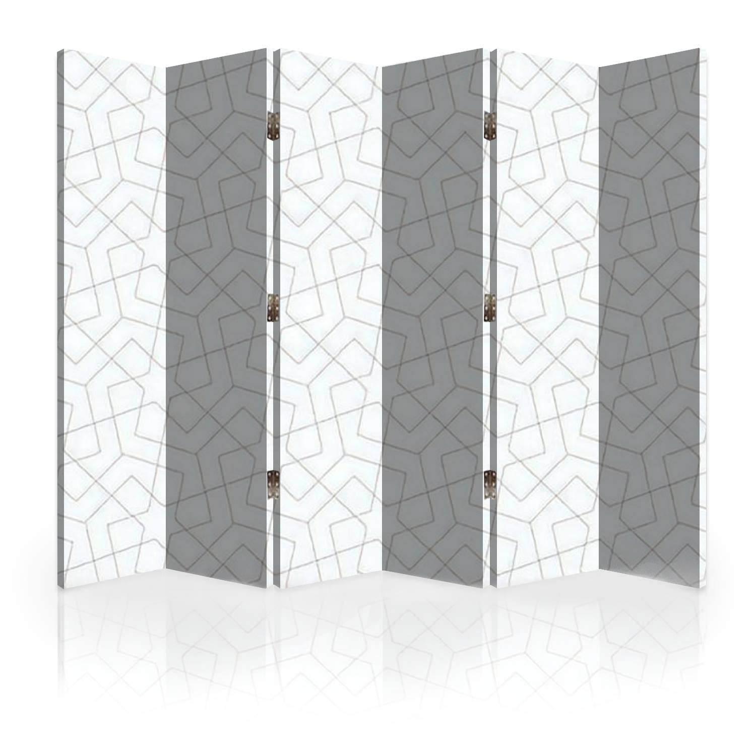 Geometric Abstract Canvas Room Divider - 6 Panel Folding Privacy Screen for Bedroom, Office & Living Room | Seamless Room Separator & Wall Partition for Home Decor