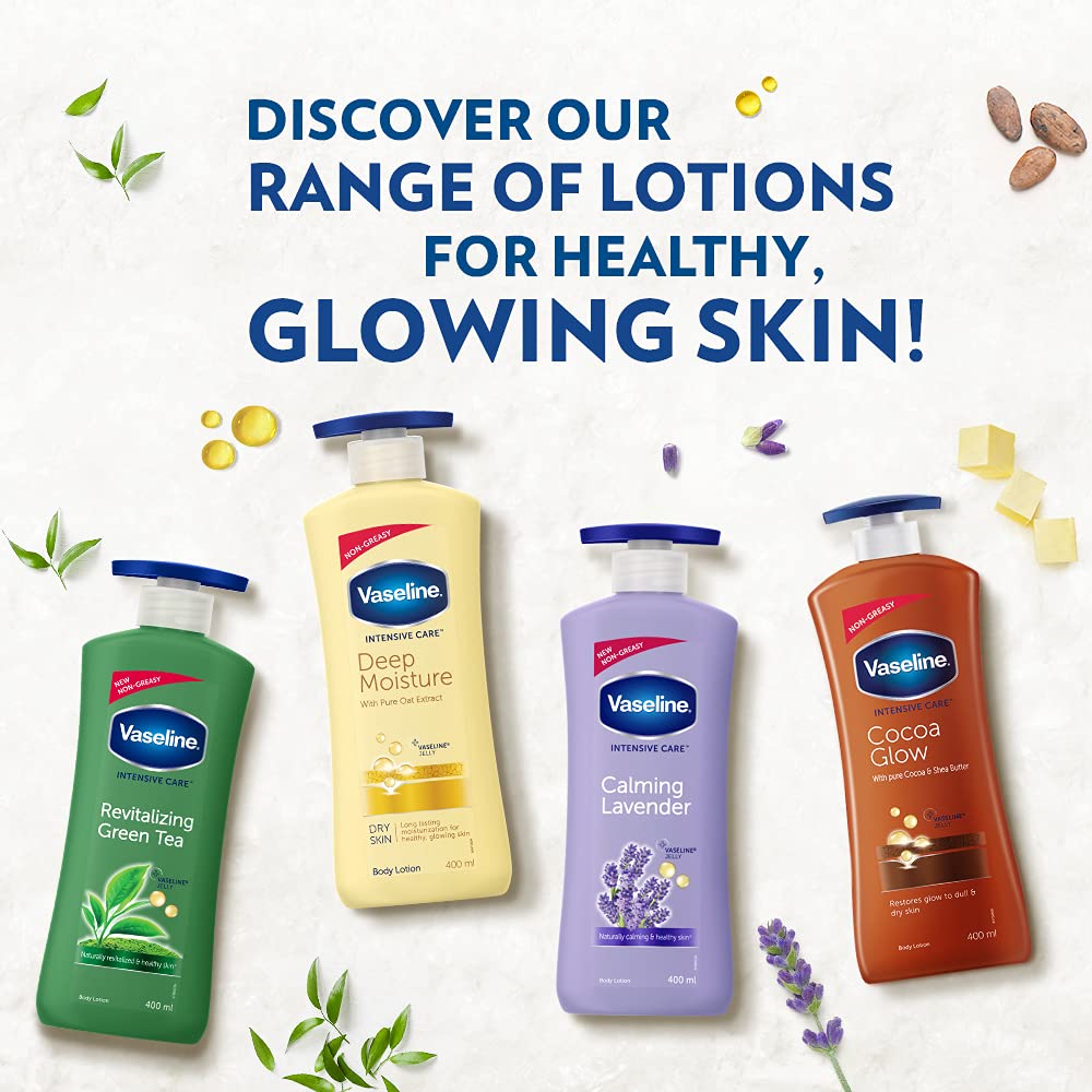 Vaseline Intensive Care Deep Moisture Nourishing Body Lotion 600ml - Daily Hydrating Moisturizer for Dry Skin, Non-Greasy Formula for Soft & Glowing Skin - Men & Women (Pack of 2) - Perfect for Home, Office & Travel Use