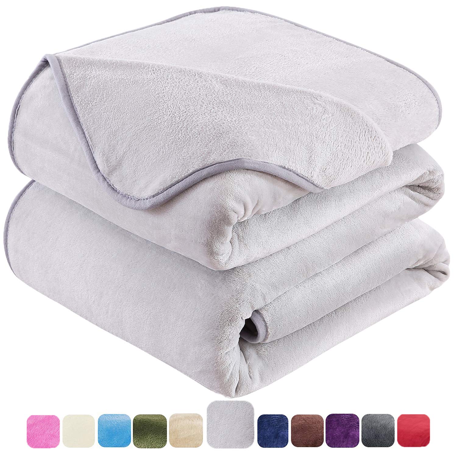 HOZY Soft Fleece Travel Blanket - Lightweight 350GSM Warm Fuzzy Throw for Bed, Sofa & Car - Grey 50x61 Inches - Perfect for Travel, Camping & Home Coziness