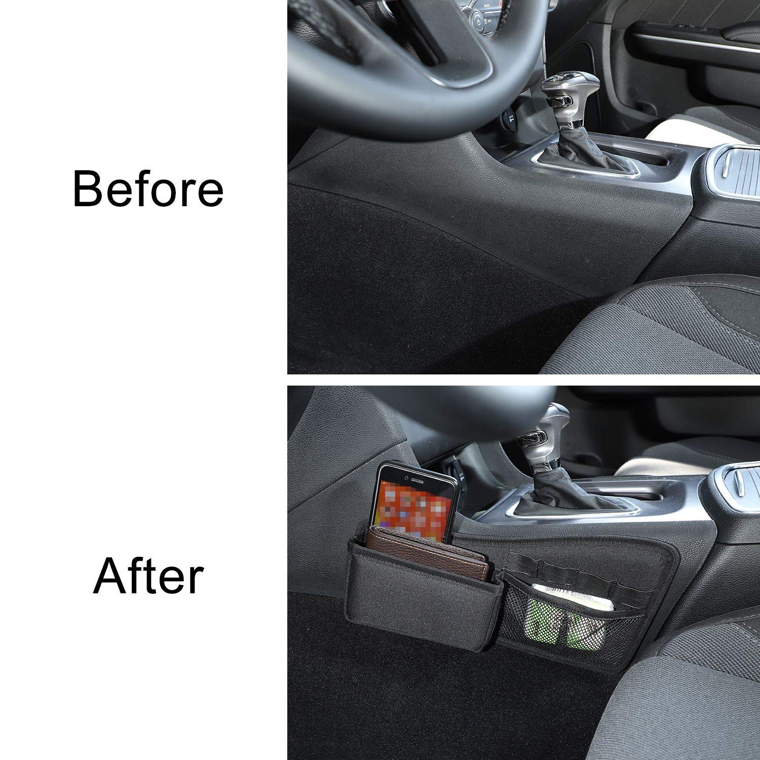 2015-2019 Dodge Charger Center Console Organizer - Black Gear Shift Storage Bag (2 Pack) | Perfect for Car Accessories, Road Trips & Daily Commute