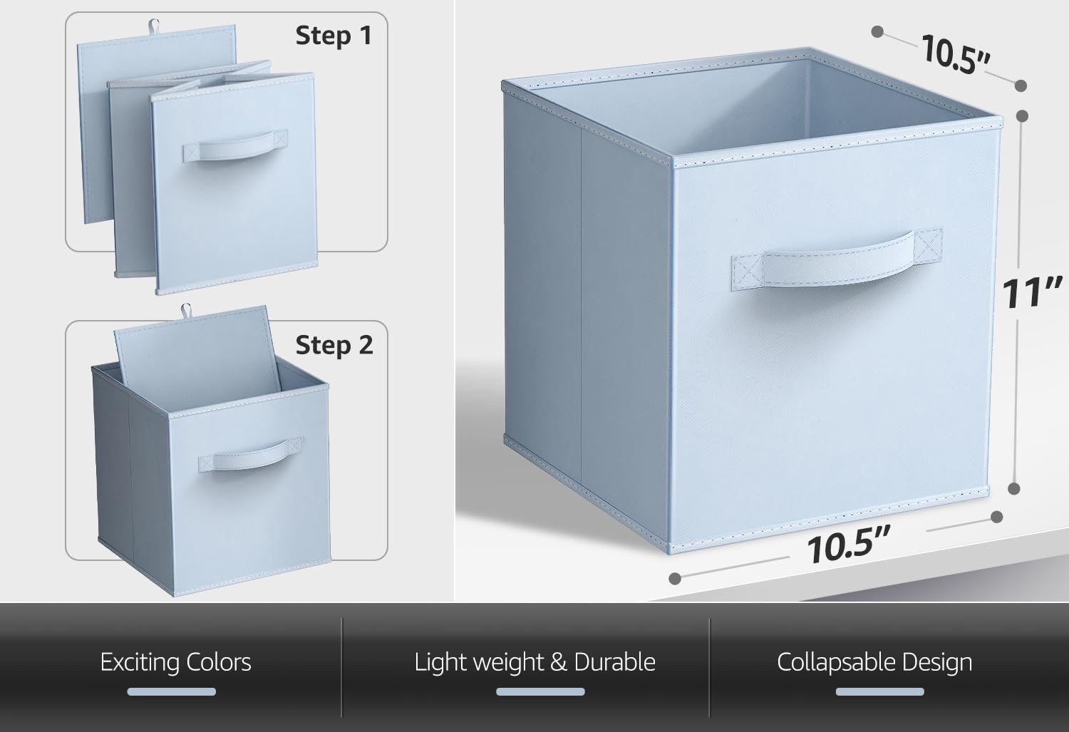 Sorbus 8-Pack Fabric Storage Cubes - Foldable Closet Organizer Bins for Pantry, Toys, Clothes & Shelves - 11 Inch Collapsible Cube Baskets with Handles | Perfect for Bedroom, Nursery, Office & Home Organization