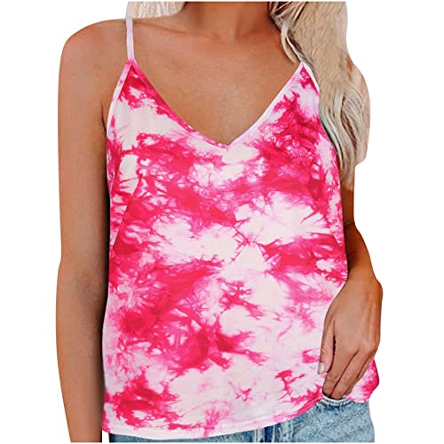 Women's Tie Dye Print Camisole Top - Sexy V-Neck Sleeveless Cropped Tunic for Summer | Casual Beachwear, Music Festivals & Vacation Outfits