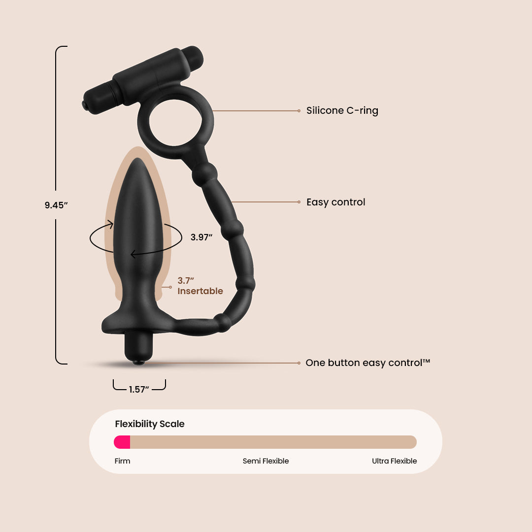 Anal Fantasy Vibrating Butt Plug with Cock Ring - Dual Stimulation for Couples & Solo Play | Powerful Vibrations for Enhanced Pleasure | Perfect for BDSM, Roleplay & Spicing Up Your Sex Life