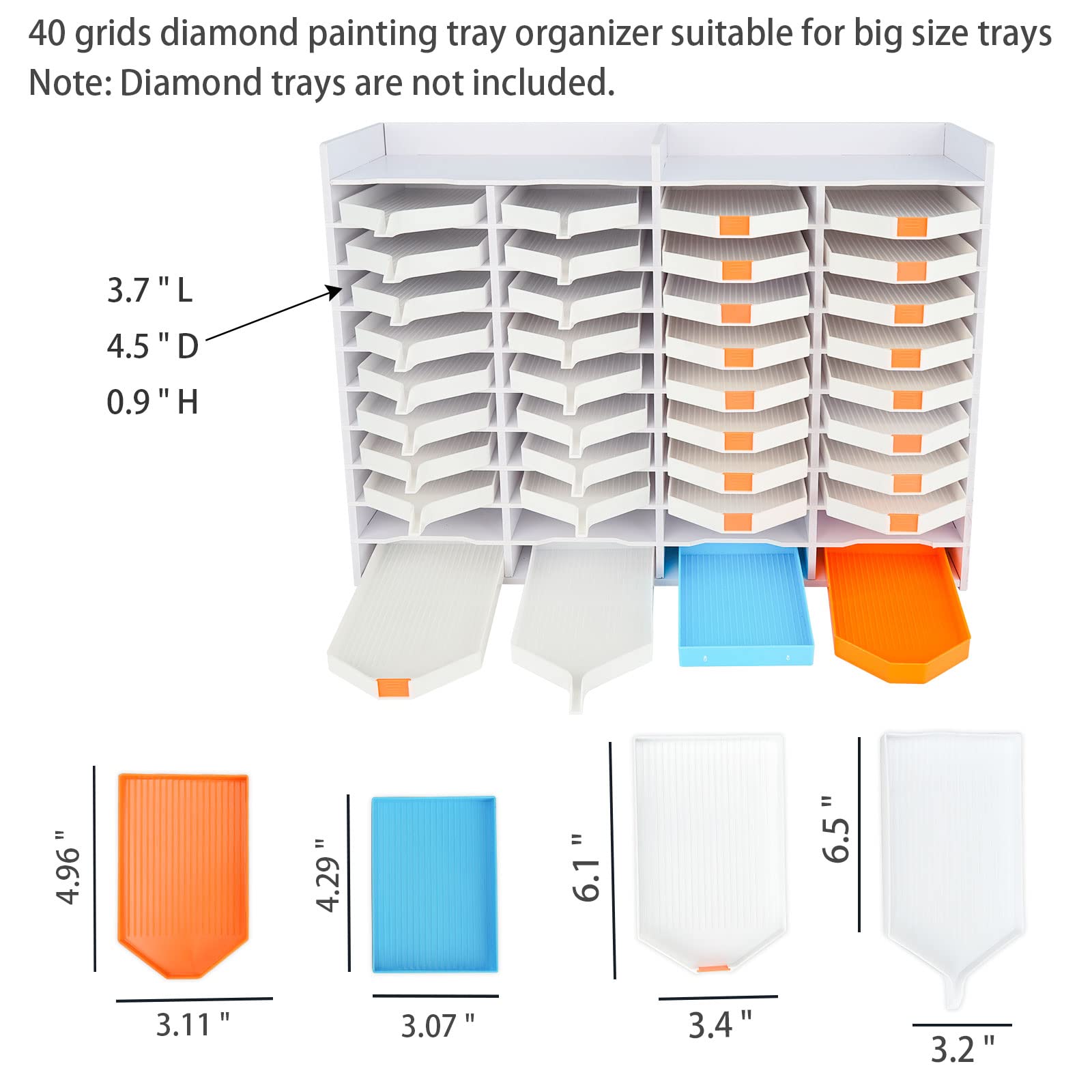 40 Grid Diamond Painting Tray Organizer with Drill Pen - Art Storage Rack for Large Canvas Projects
