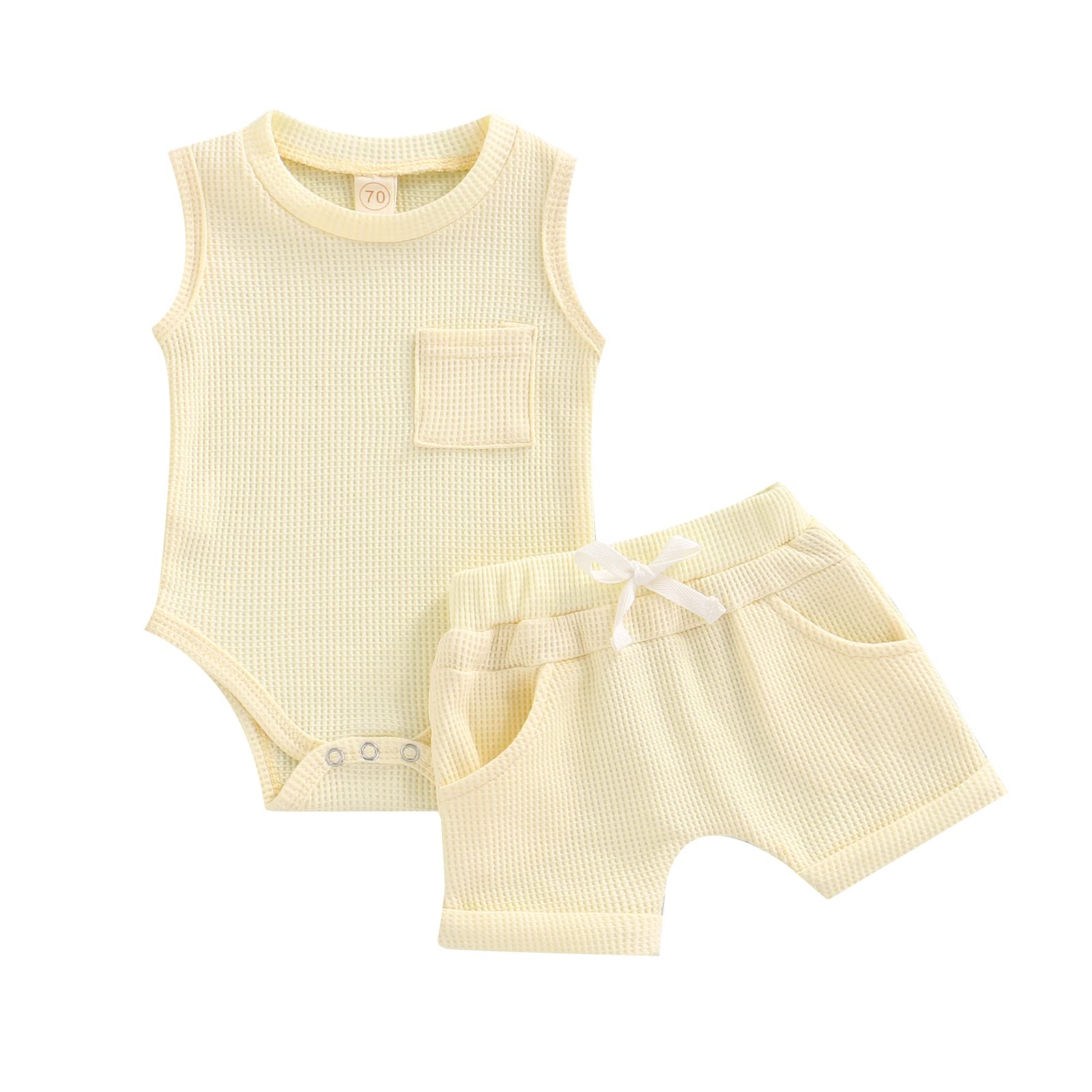 Neutral Baby Boy Clothes | Newborn Waffle Knit Onesie Romper Set with Tank Top & Shorts | Unisex Infant Summer Outfits | Perfect for Playtime, Beach & Family Photos