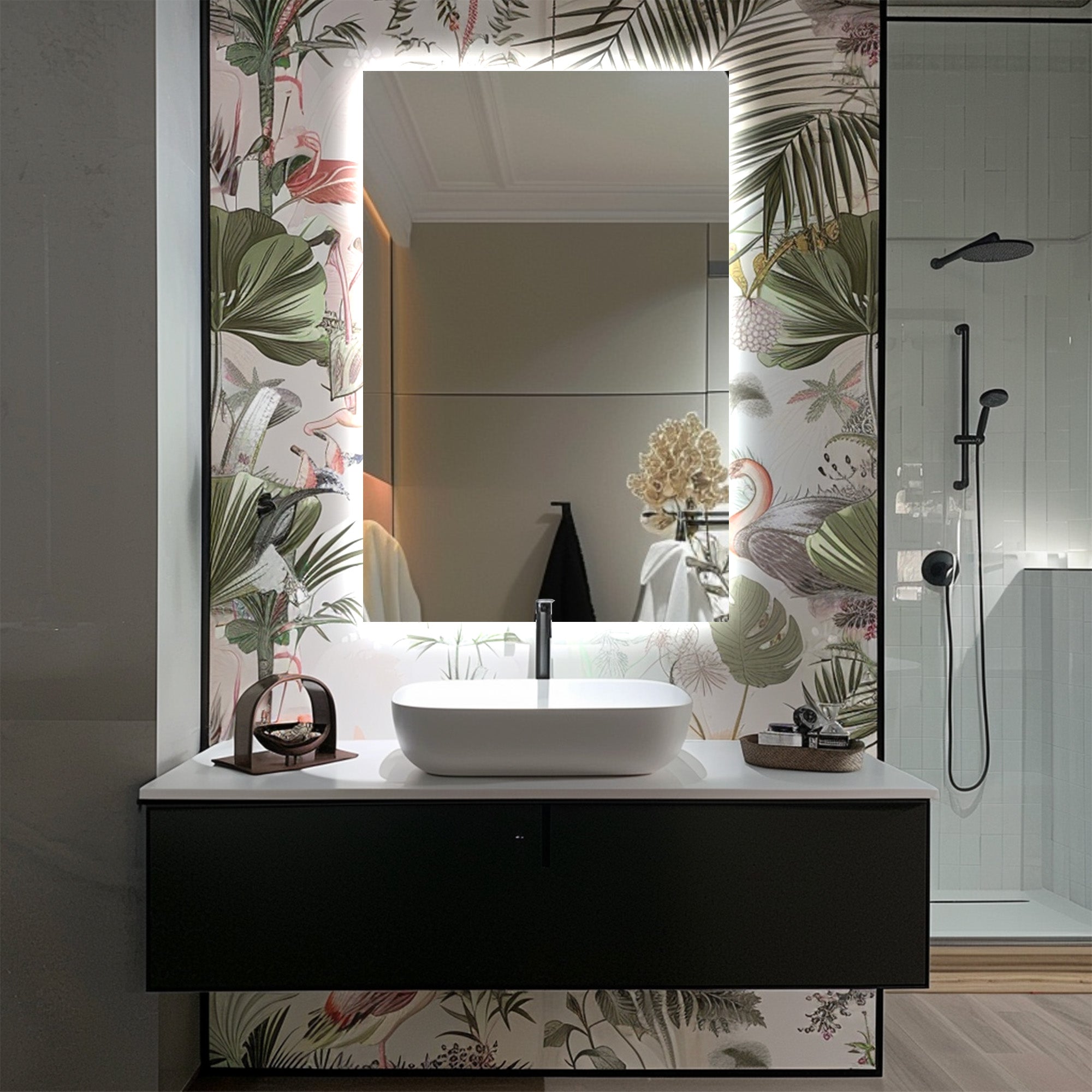 Custom LED Mirror with Adjustable Backlight - Vanity Makeup Mirror with Touch Control & Dimmable Lights for Bathroom, Bedroom, and Dressing Room
