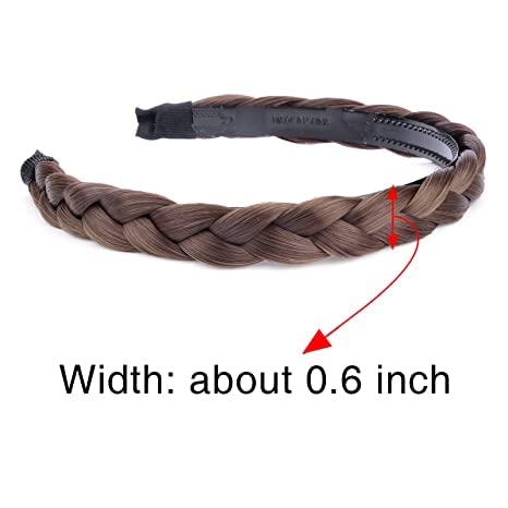 1PC Synthetic Braided Headband - Faux Hairband Hair Accessory for Women & Girls (Brown) | Perfect for Parties, Weddings & Everyday Wear