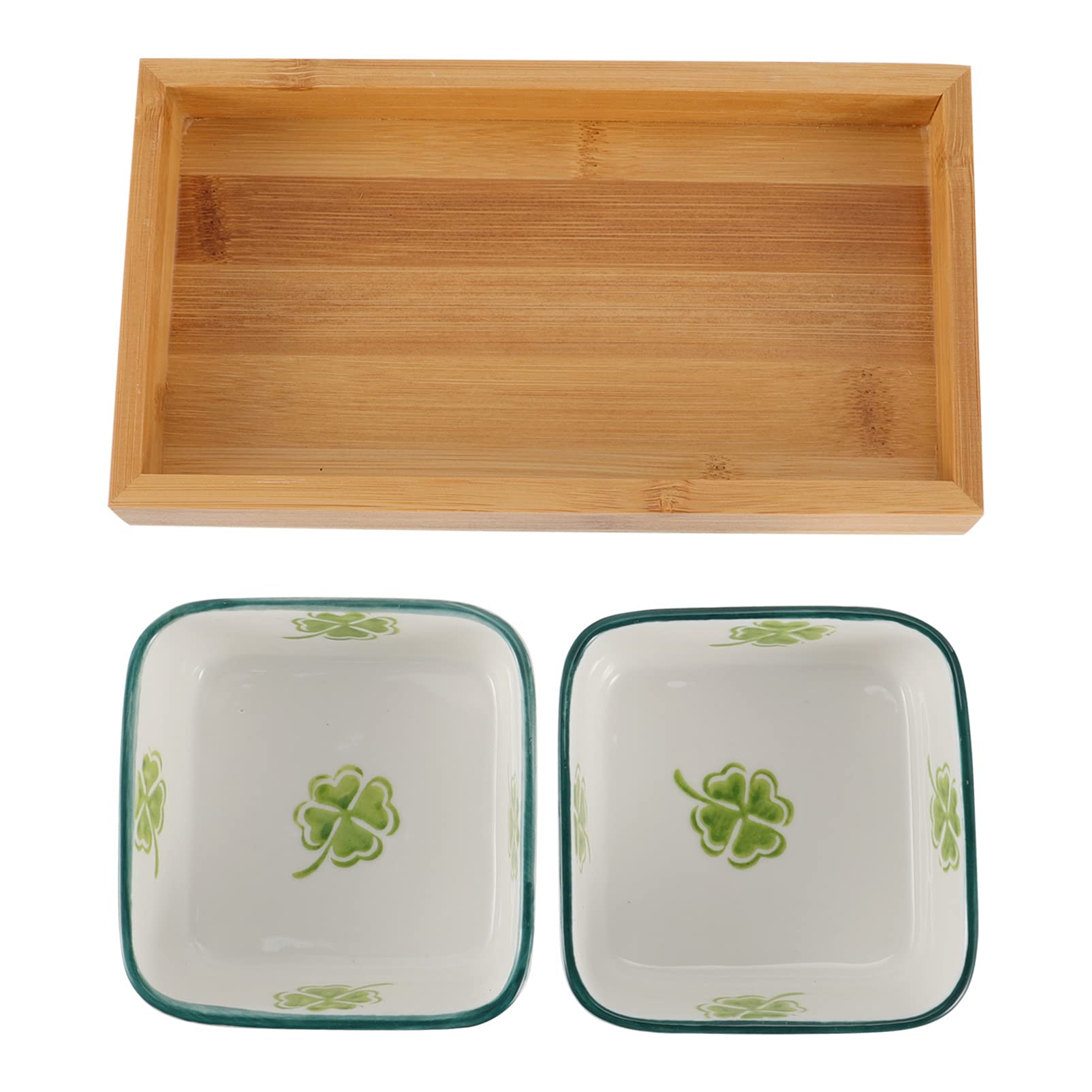 Premium Japanese Ceramic Fruit & Snack Serving Tray Set with Wooden Holder - Divided Compartment Platter for Fruits, Nuts, Appetizers | Perfect for Party Serving, Tea Time, Home Decor & Gift Giving