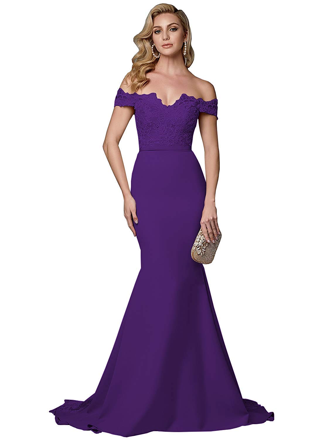 Yuki Isabelle Women's Strapless Mermaid Evening Gown with Floral Applique - Elegant Formal Wedding Dress with Train for Prom, Bridal Party & Special Occasions