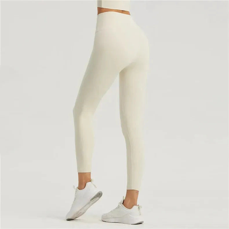 Vnazvnasi Women's High Waist Sports Leggings - Skin-Friendly Fabric, Anti-Curl Design with Inner Pocket - Perfect for Running, Yoga & Climbing Workouts