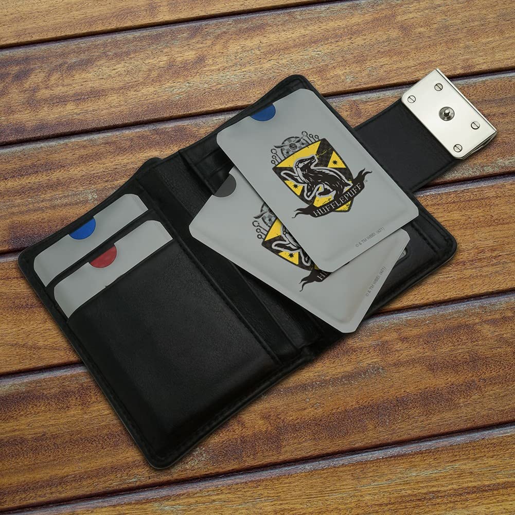 Harry Potter Hufflepuff Quidditch Shield RFID Blocking Credit Card Holder - Set of 4 Wallet Protectors for Contactless Security | Perfect for Travel, Shopping & Magic Themed Gift Giving